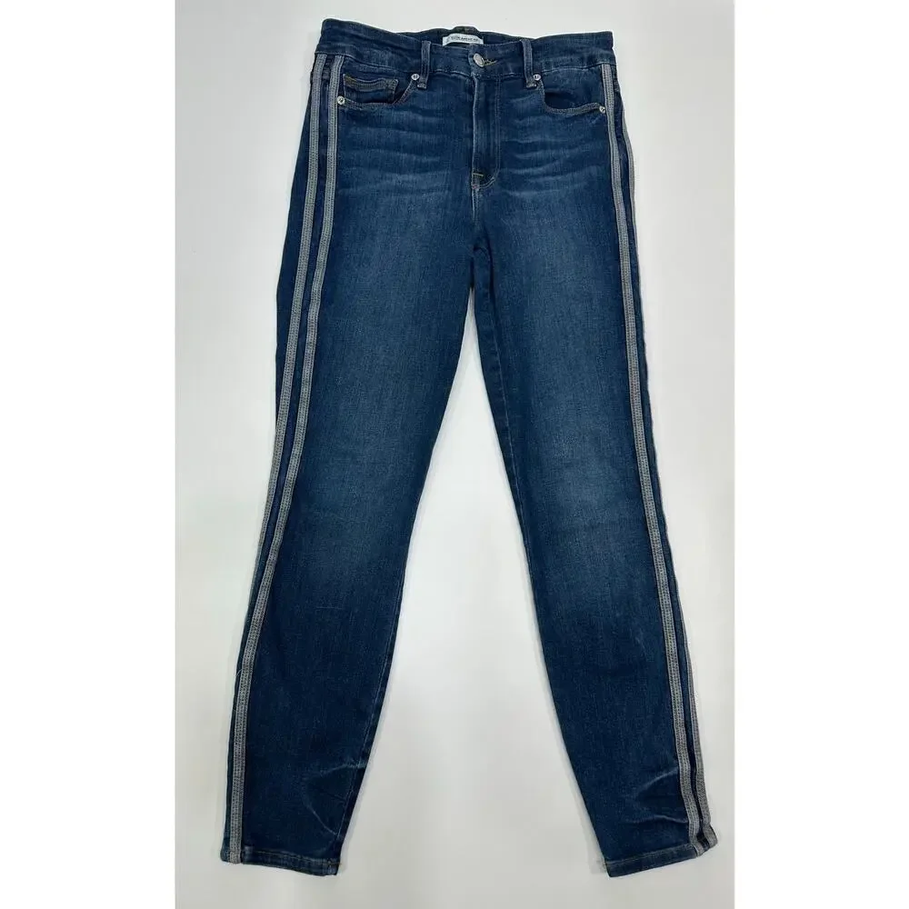 Good American Good Legs Skinny Jeans Size 4 Side Stripe Detail - Picture 2 of 8